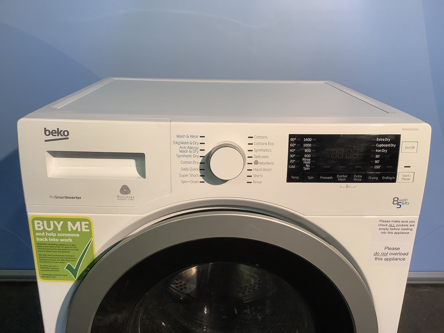 Beko Washer Dryer WDX8543130W L47811