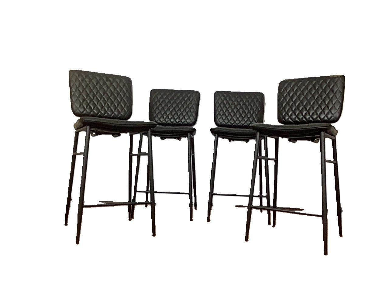4 x Black Faux Leather Kitchen/Bar Stools F26694