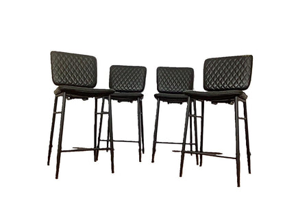 4 x Black Faux Leather Kitchen/Bar Stools F26694