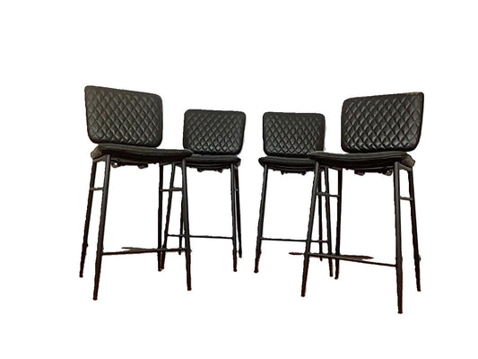 4 x Black Faux Leather Kitchen/Bar Stools F26694