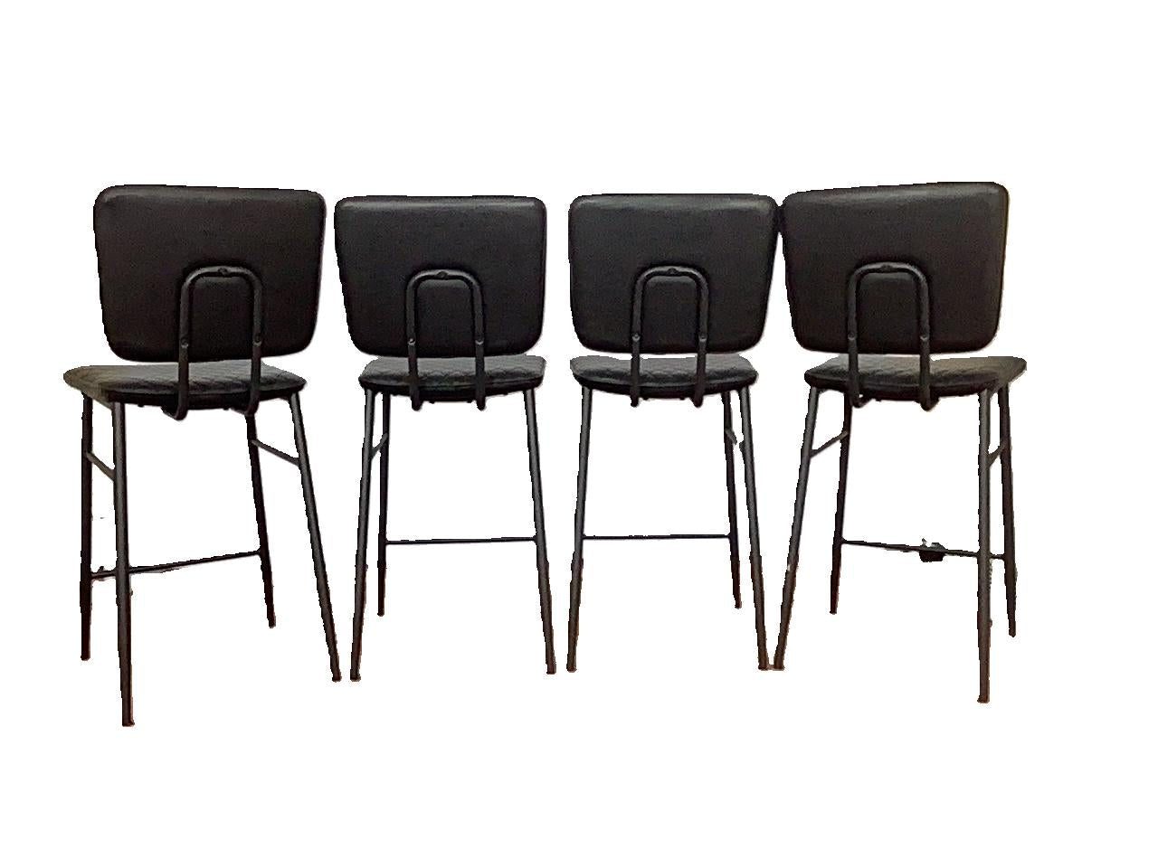 4 x Black Faux Leather Kitchen/Bar Stools F26694