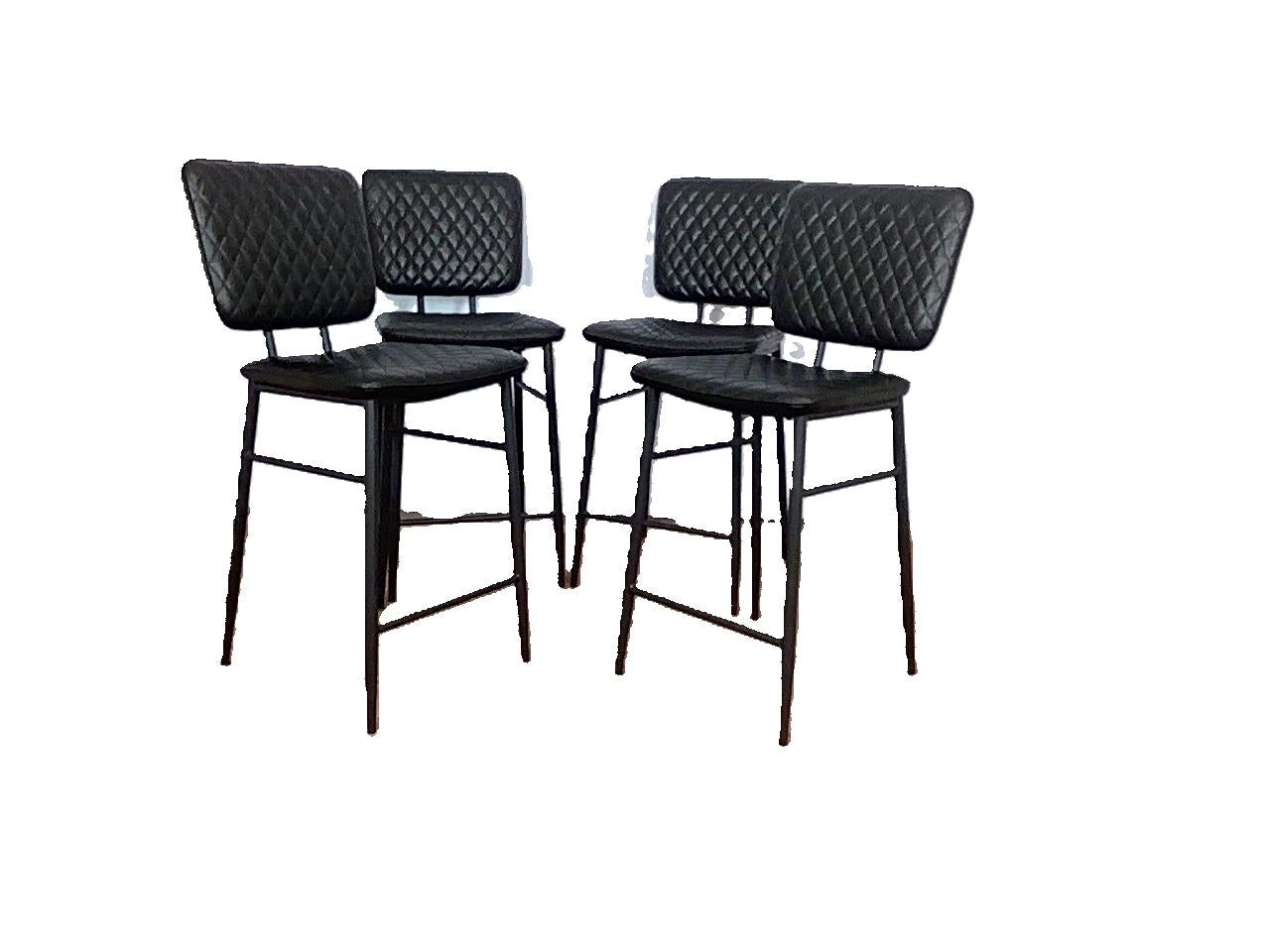 4 x Black Faux Leather Kitchen/Bar Stools F26694