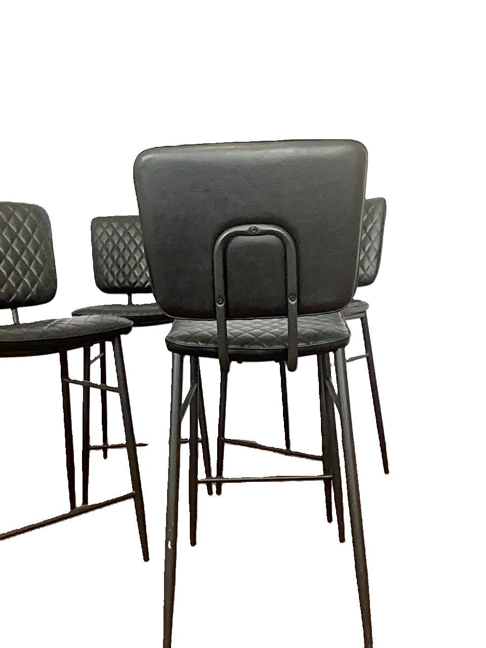 4 x Black Faux Leather Kitchen/Bar Stools F26694