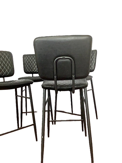 4 x Black Faux Leather Kitchen/Bar Stools F26694