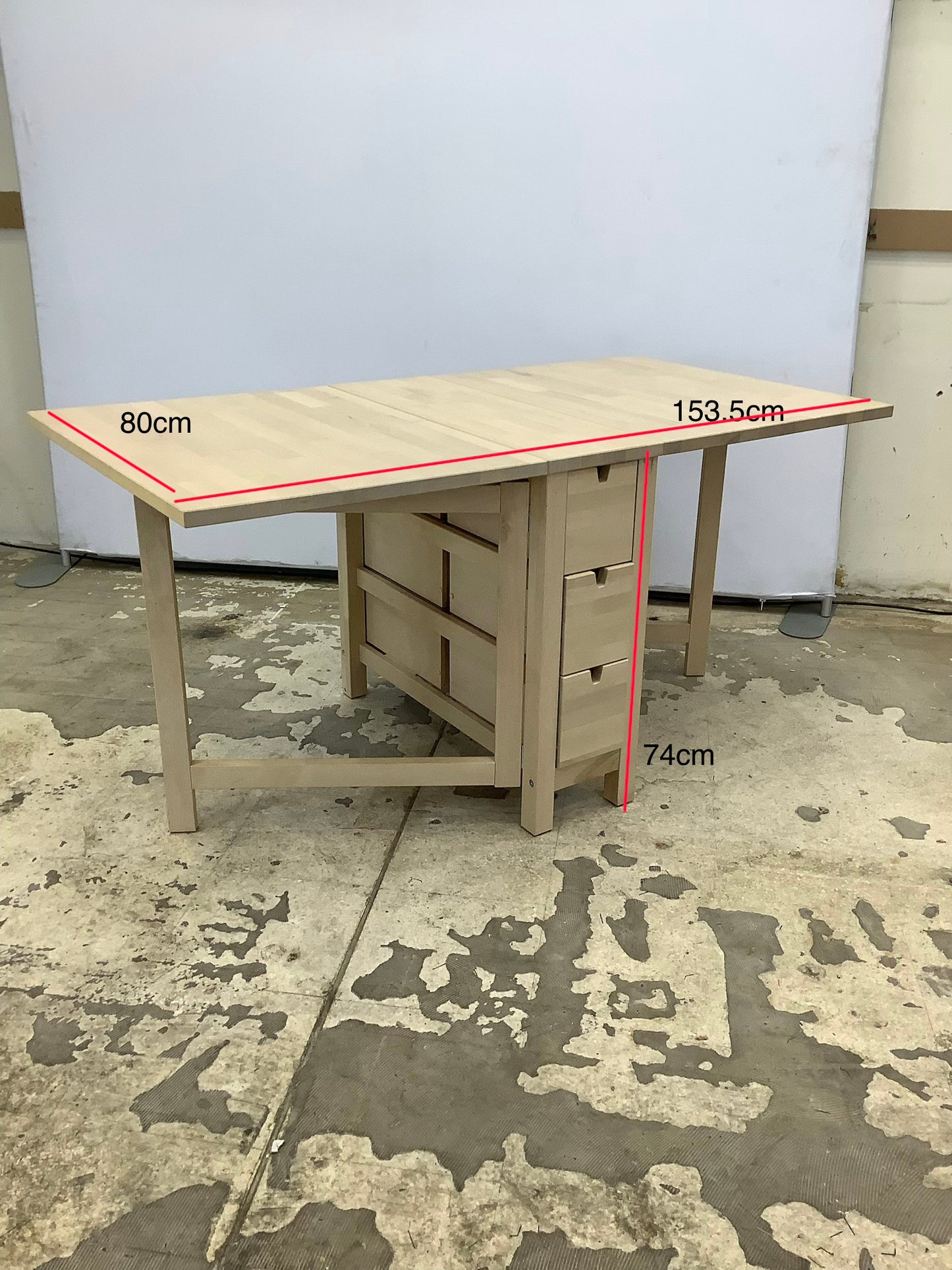 IKEA Norden Birch Gateleg Dining Table with 6 Drawers F27657