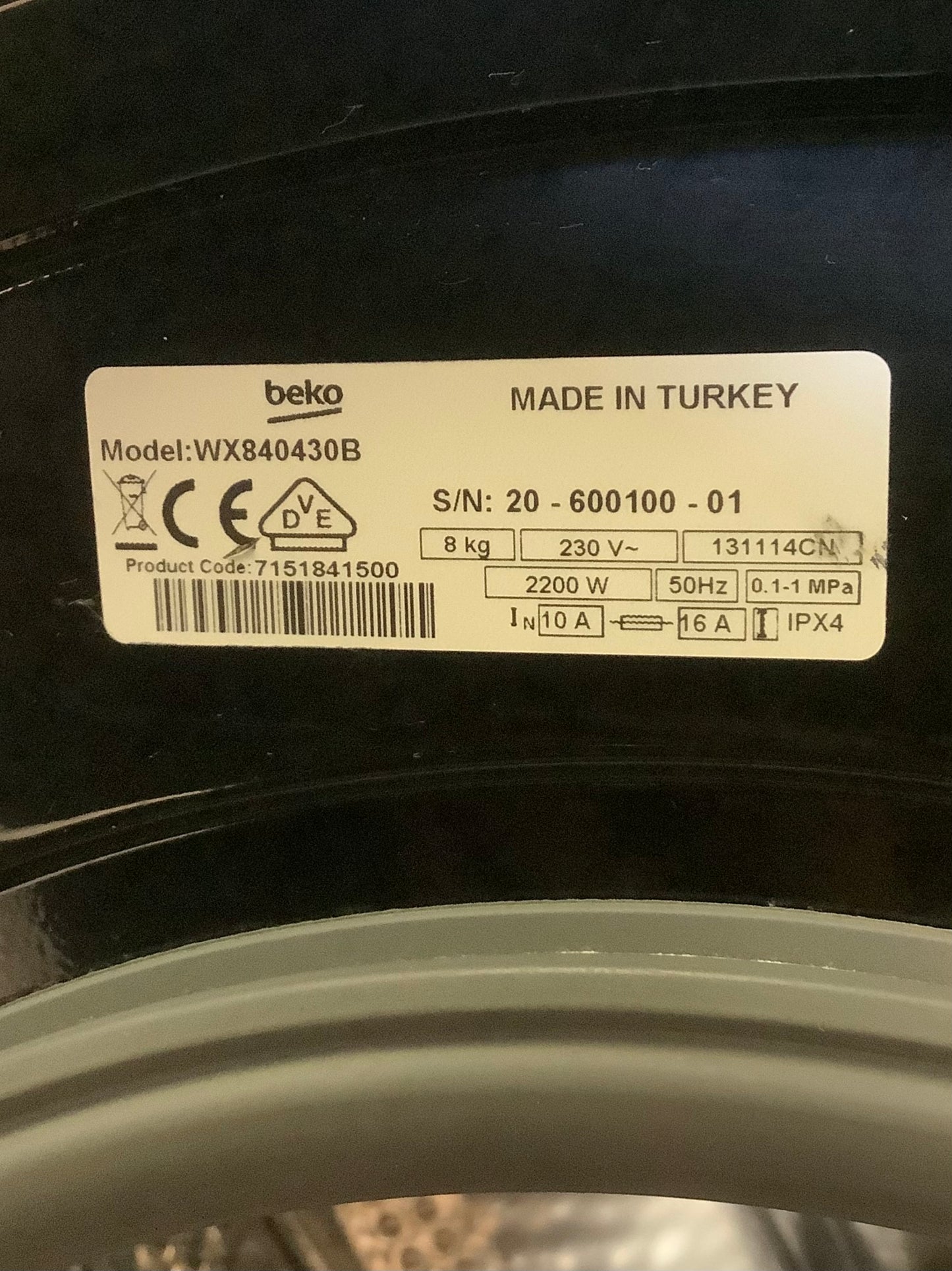Beko 8kg Washing Machine WX840430B L48526