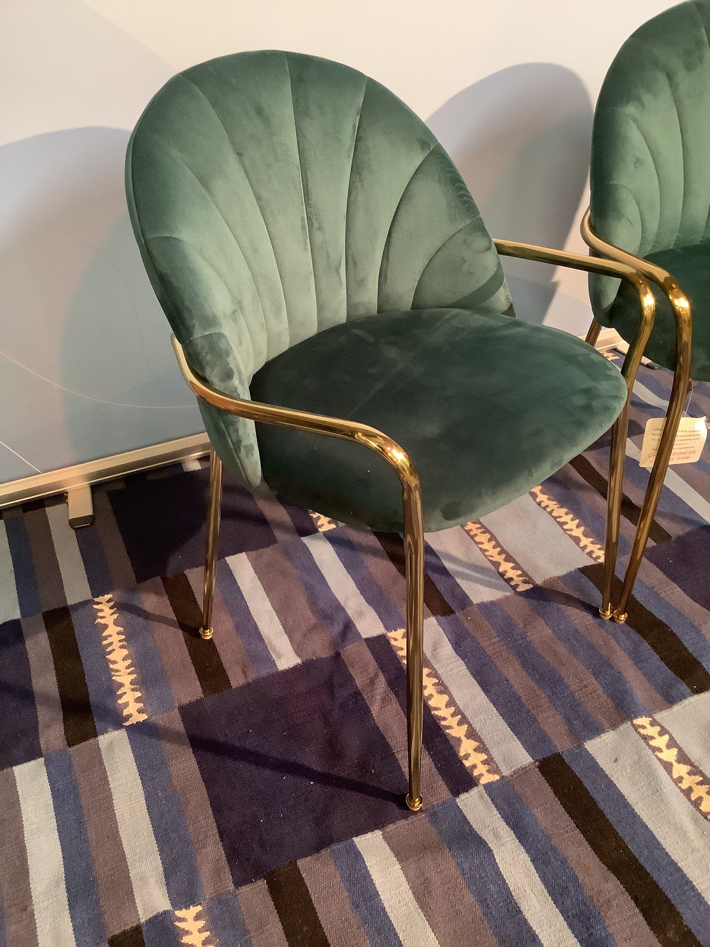 2 x Sylvia Carver Green Velvet Dining Chair F25997 A