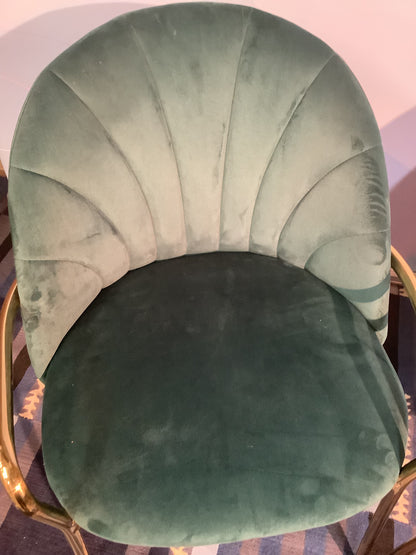2 x Sylvia Carver Green Velvet Dining Chair F25997 A