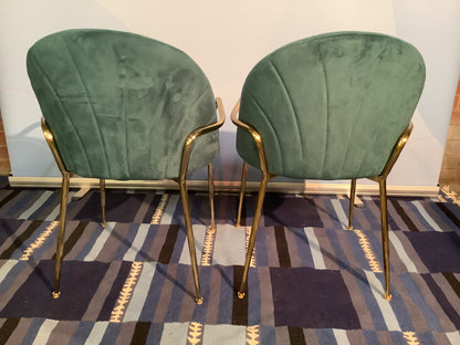 2 x Sylvia Carver Green Velvet Dining Chair F25997 A