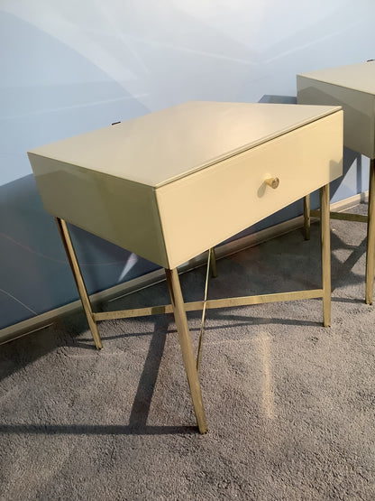 2 x John Lewis Glass Covered / Metal Bedside Tables F26110 A