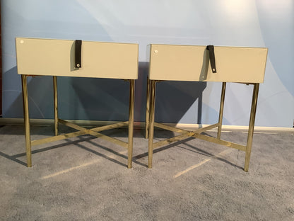 2 x John Lewis Glass Covered / Metal Bedside Tables F26110 A