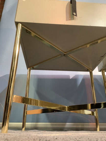 2 x John Lewis Glass Covered / Metal Bedside Tables F26110 A