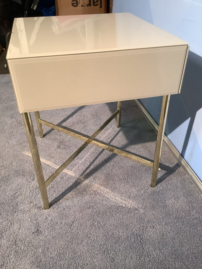 2 x John Lewis Glass Covered / Metal Bedside Tables F26110 A