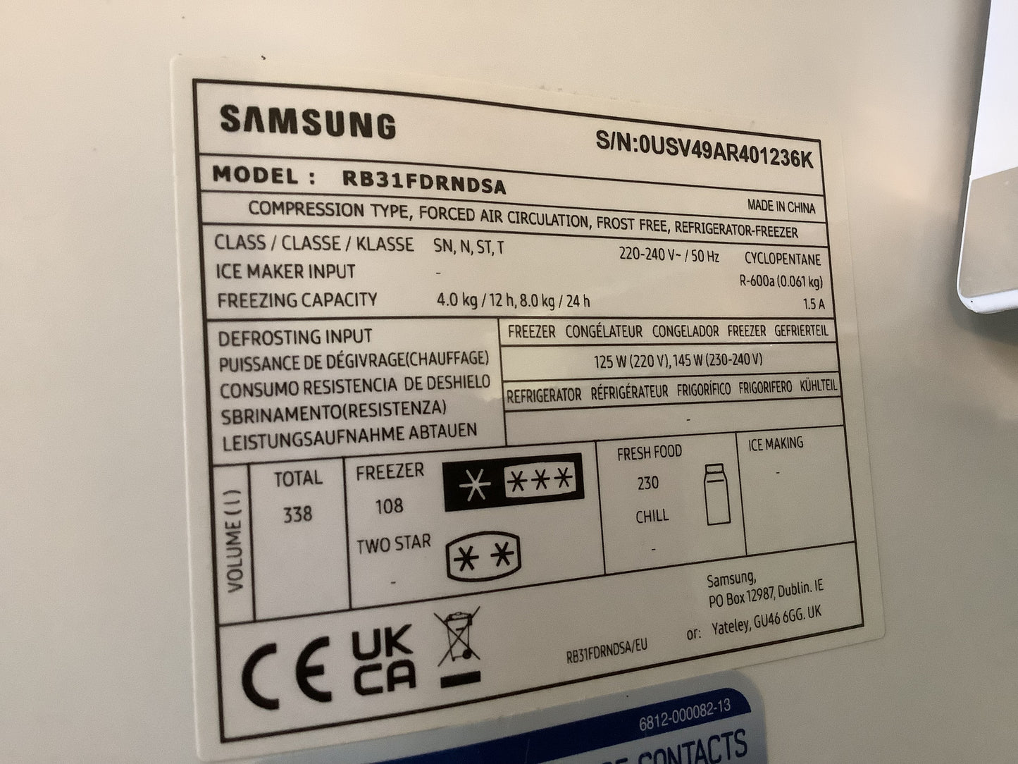 Samsung Fridge Freezer RB31FBRNDSA L47890