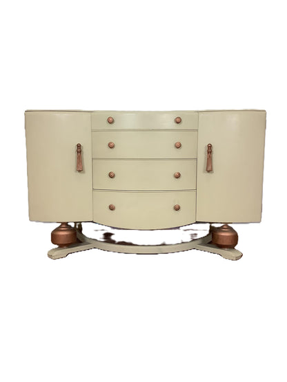 BEAUTILITY Ltd Vintage Shabby Chic 1950s Bow Fronted Sideboard Cabinet F27421