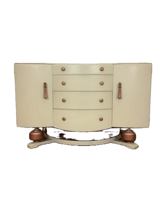 BEAUTILITY Ltd Vintage Shabby Chic 1950s Bow Fronted Sideboard Cabinet F27421
