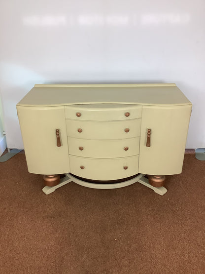 BEAUTILITY Ltd Vintage Shabby Chic 1950s Bow Fronted Sideboard Cabinet F27421