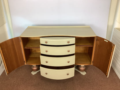 BEAUTILITY Ltd Vintage Shabby Chic 1950s Bow Fronted Sideboard Cabinet F27421