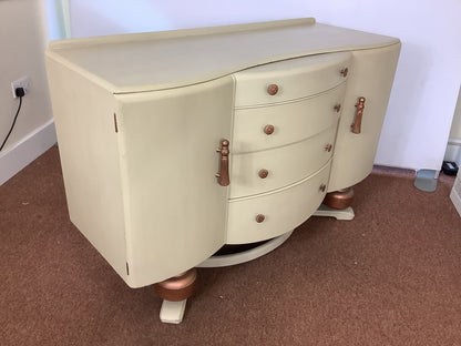 BEAUTILITY Ltd Vintage Shabby Chic 1950s Bow Fronted Sideboard Cabinet F27421