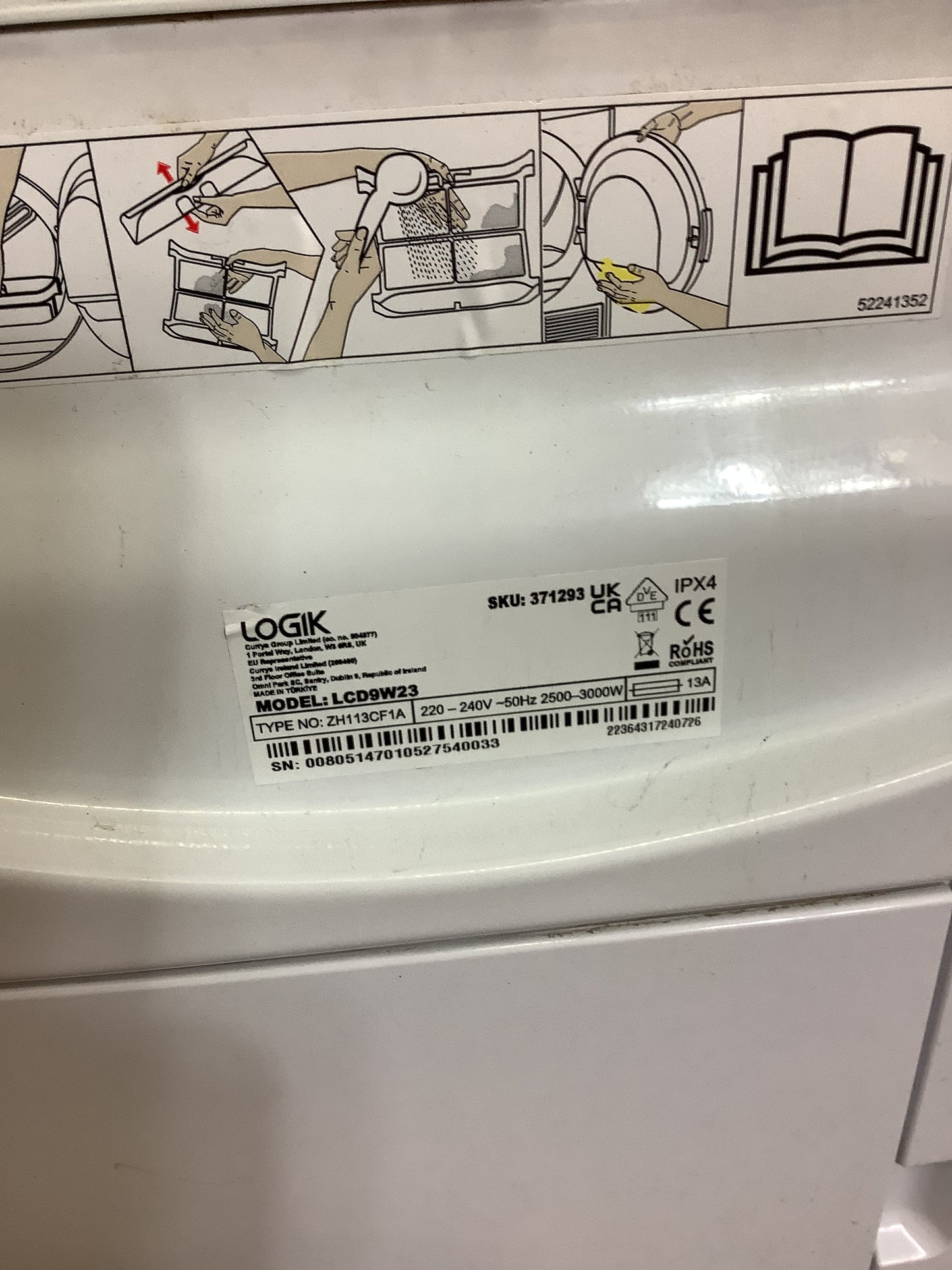 Logik 9kg Tumble Dryer LCD9W23 L52525
