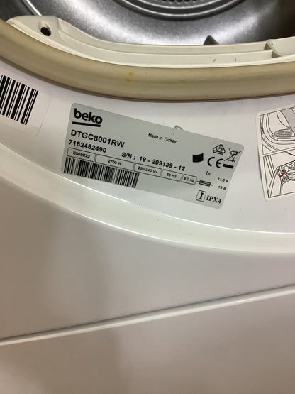 Beko 8kg Tumble Dryer DTGC8001RW L52541