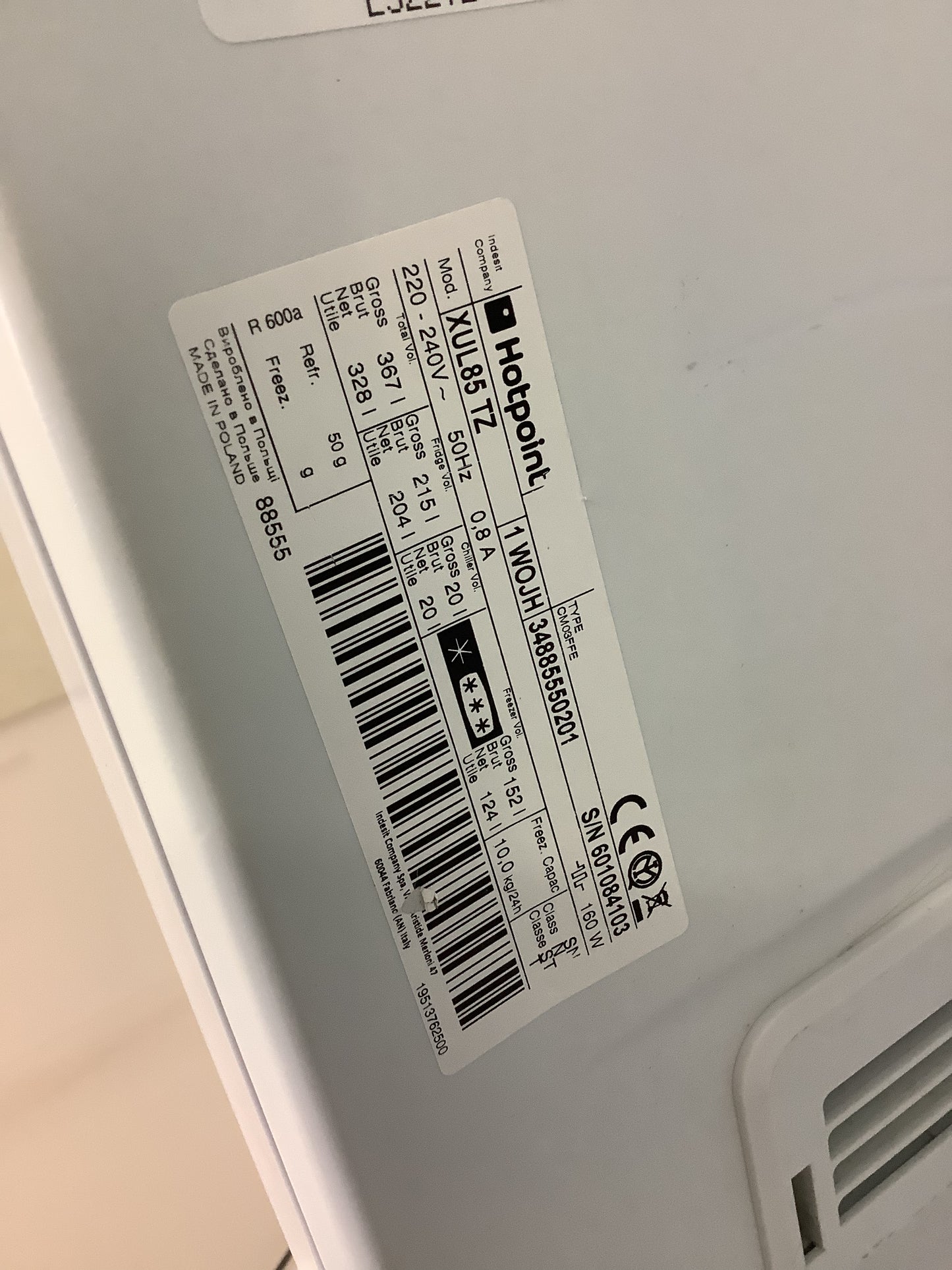 Hotpoint Fridge Freezer XUL85TZ1WOJH L52272