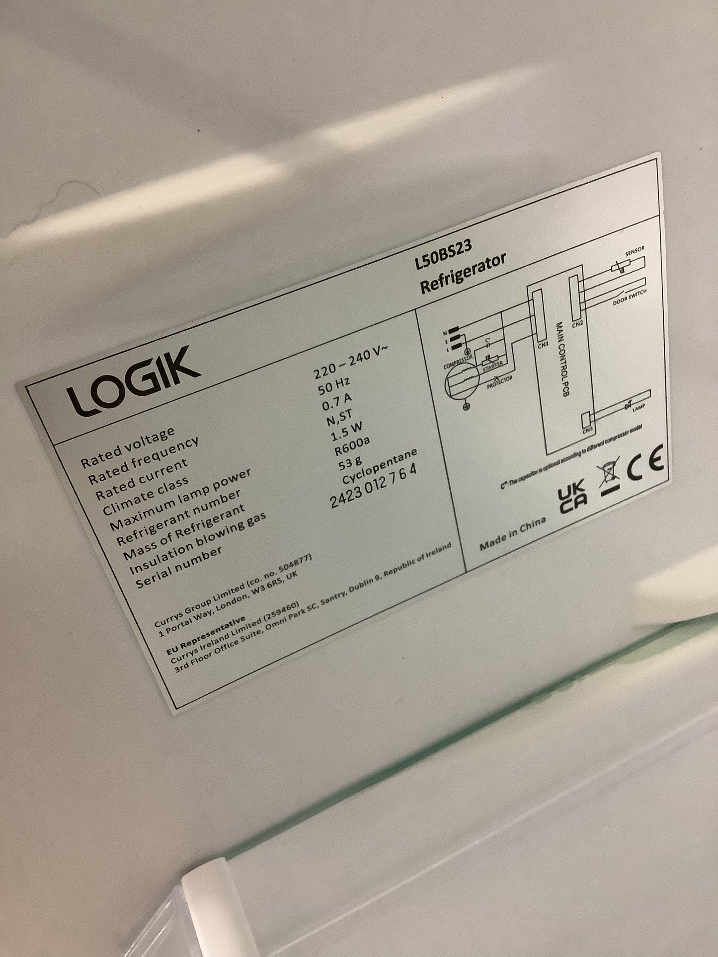 Logik Fridge Freezer LS0BS23 L52311