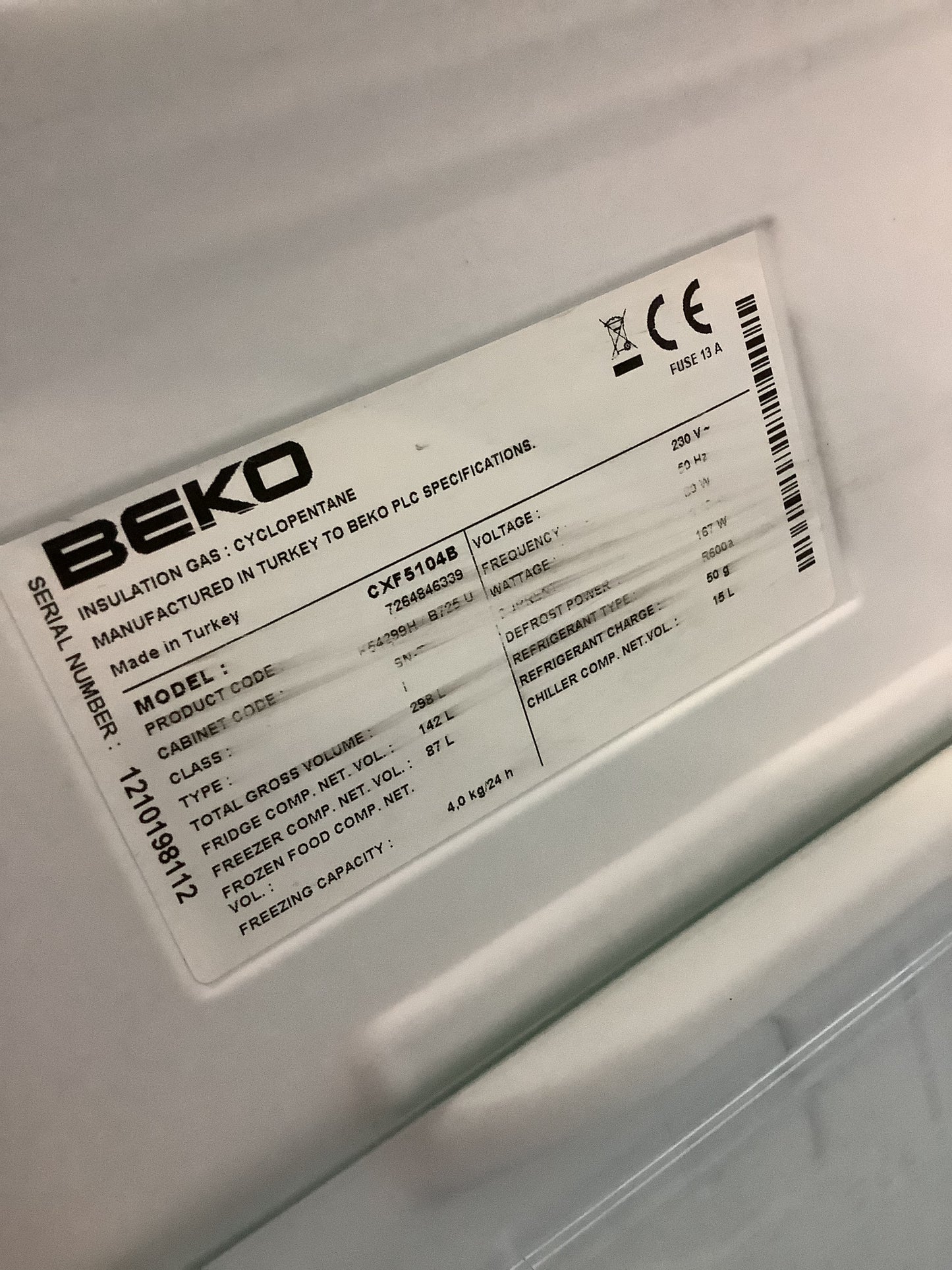 Beko Fridge Freezer CXF5104B L52187