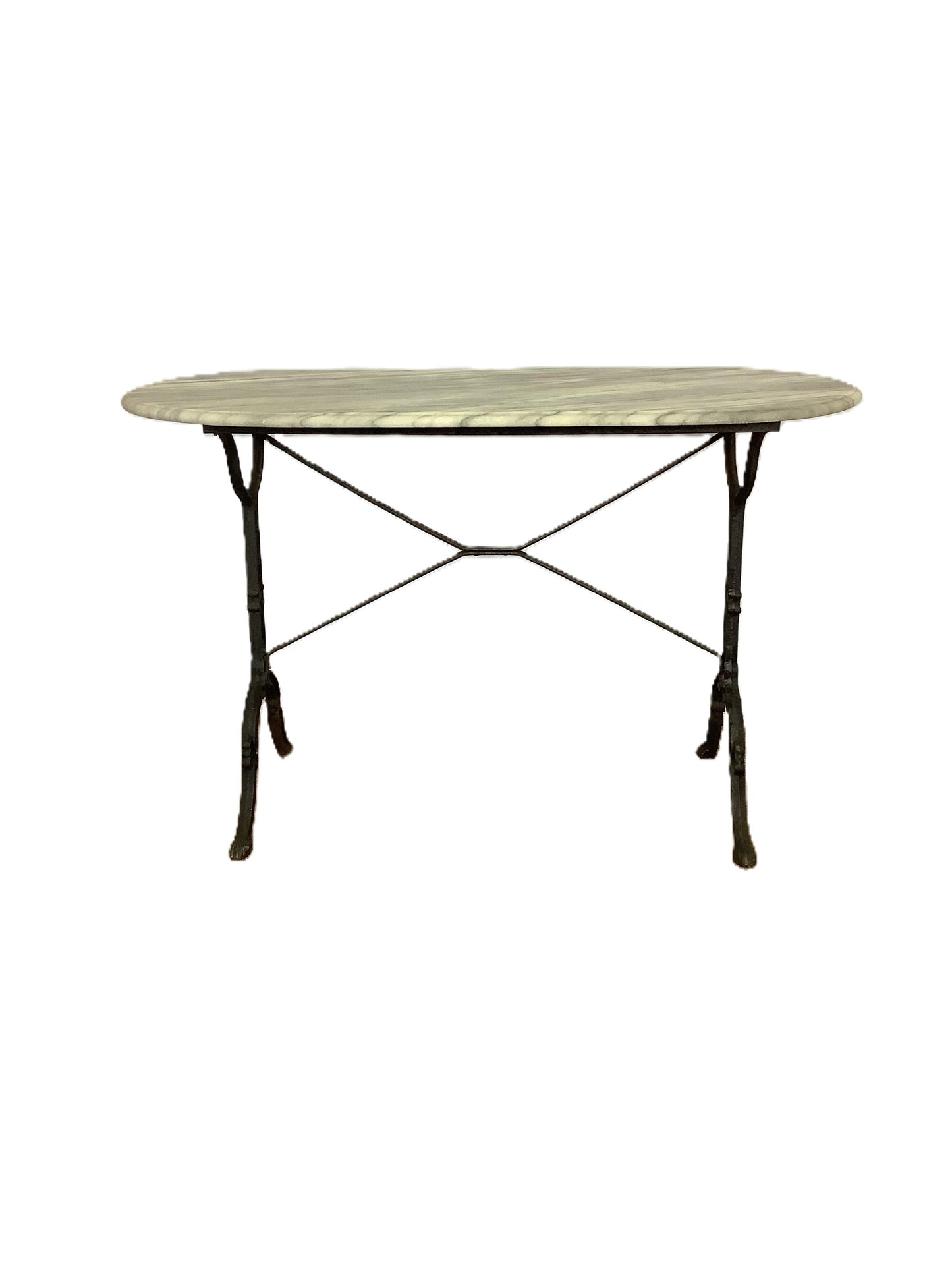 French D-end Marble & Cast Iron Bistro Terrace Table F27423
