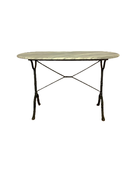 French D-end Marble & Cast Iron Bistro Terrace Table F27423