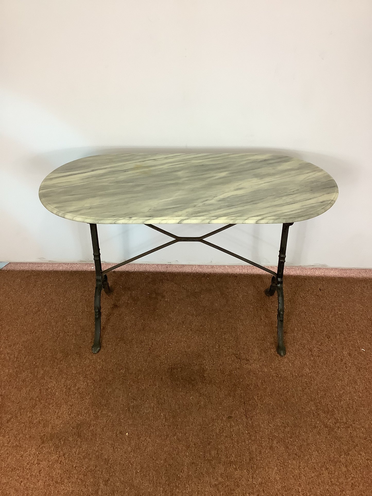 French D-end Marble & Cast Iron Bistro Terrace Table F27423
