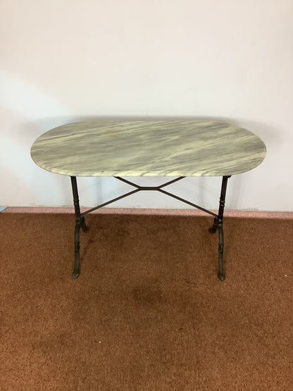 French D-end Marble & Cast Iron Bistro Terrace Table F27423