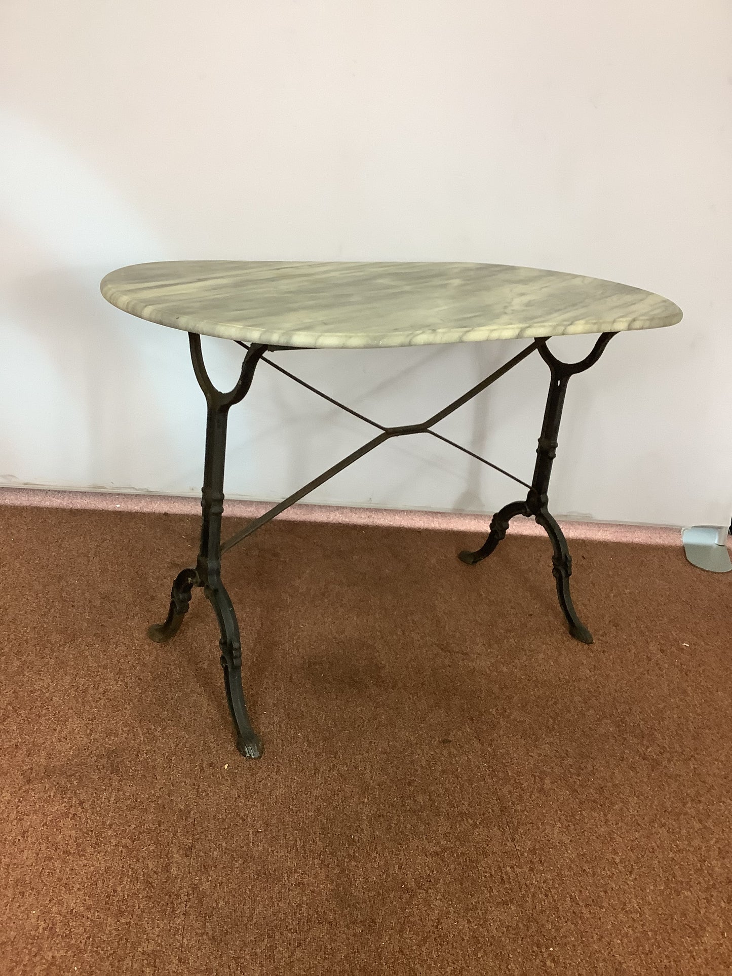 French D-end Marble & Cast Iron Bistro Terrace Table F27423