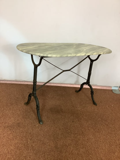French D-end Marble & Cast Iron Bistro Terrace Table F27423
