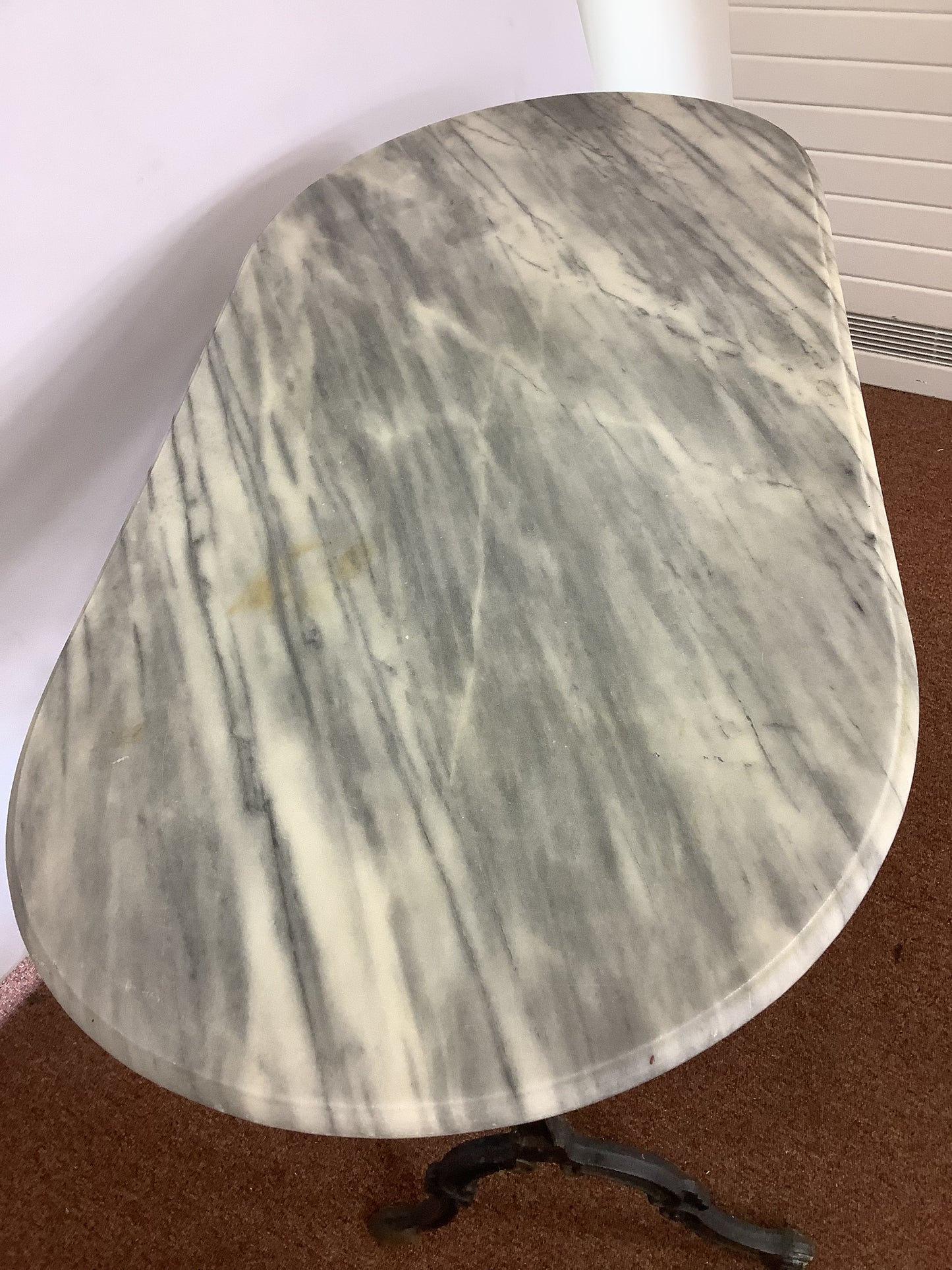 French D-end Marble & Cast Iron Bistro Terrace Table F27423