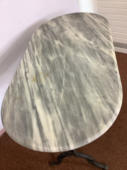 French D-end Marble & Cast Iron Bistro Terrace Table F27423