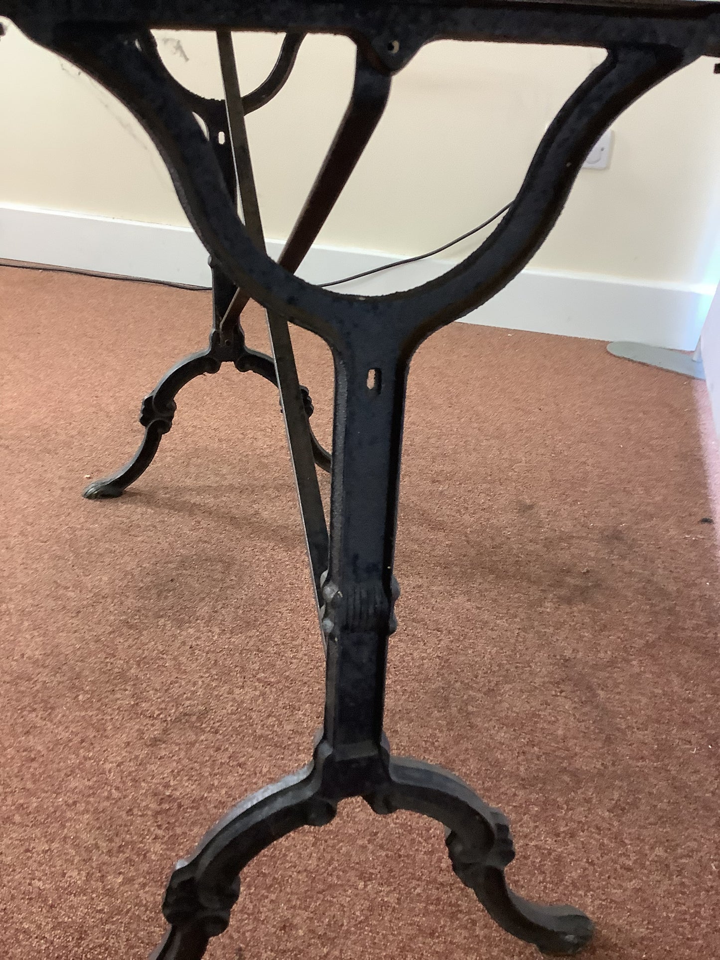 French D-end Marble & Cast Iron Bistro Terrace Table F27423
