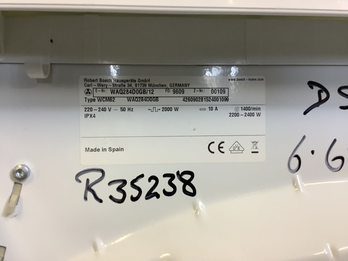 Bosch 8kg Washing Machine WAQ284DOGB L49156