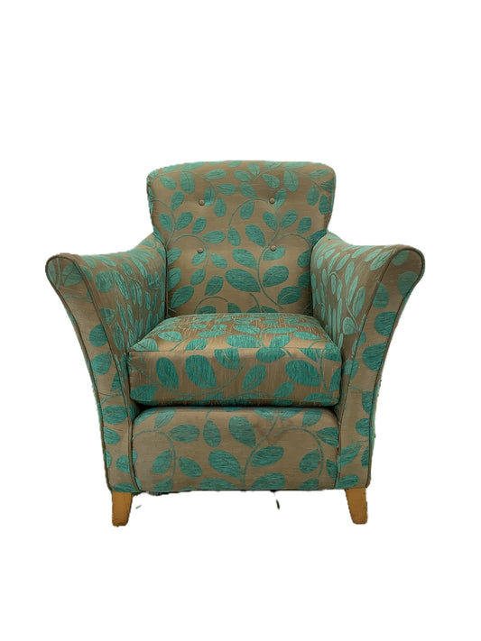 Turquoise & Gold Pattern Armchair F27702