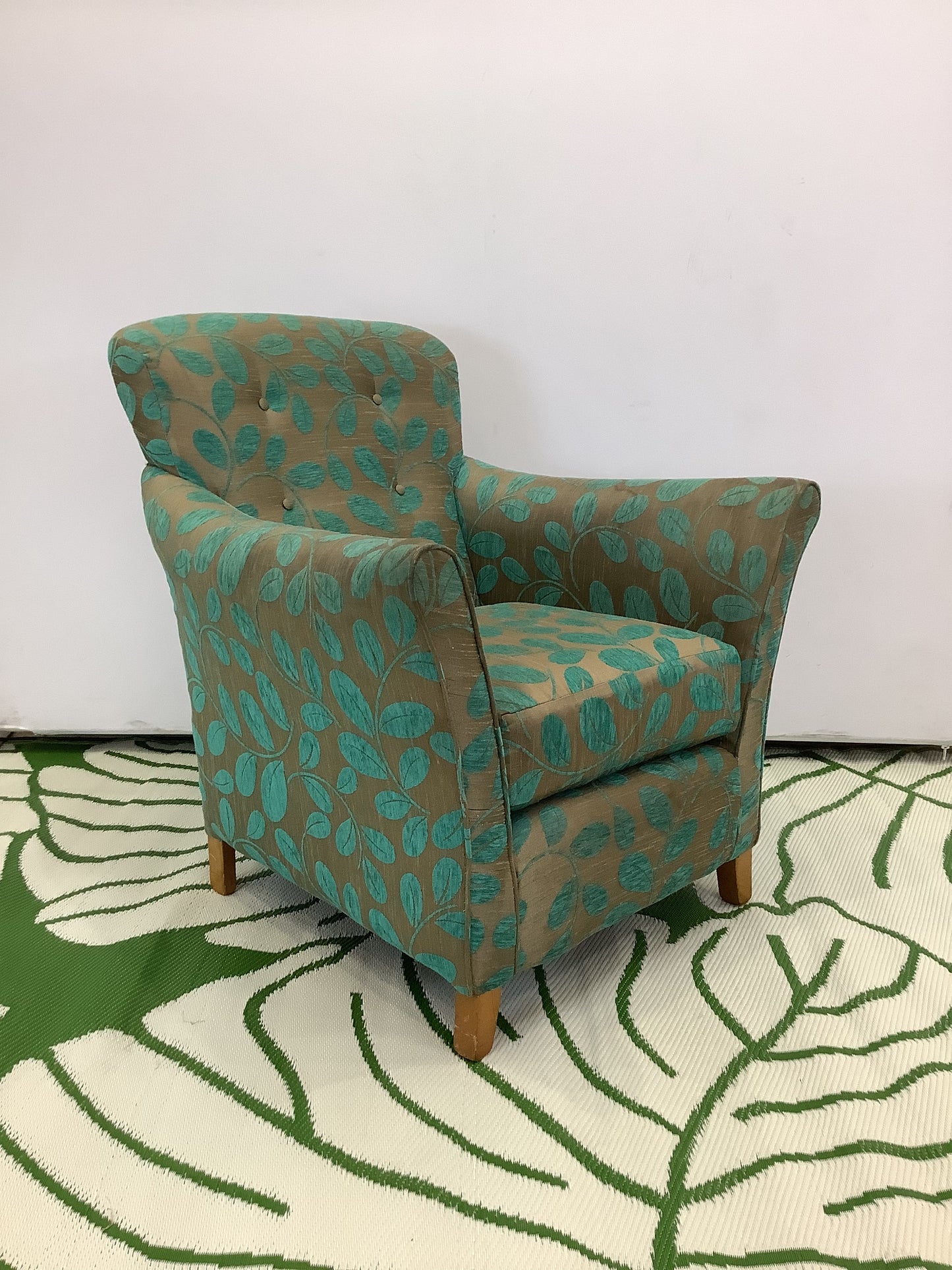 Turquoise & Gold Pattern Armchair F27702