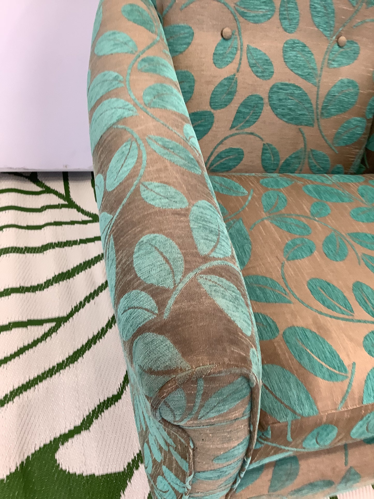 Turquoise & Gold Pattern Armchair F27702