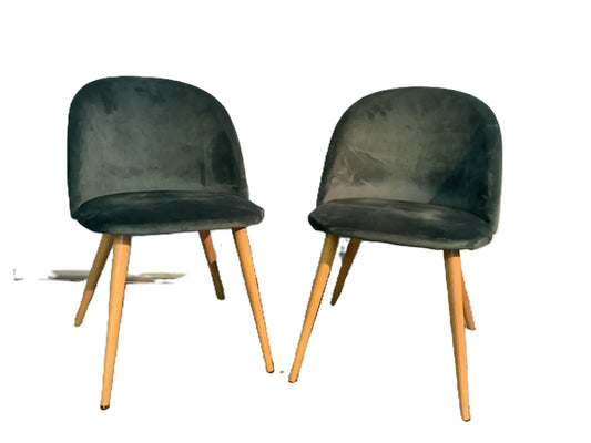 2 x Scandinavian Teal velvet chairs F26244