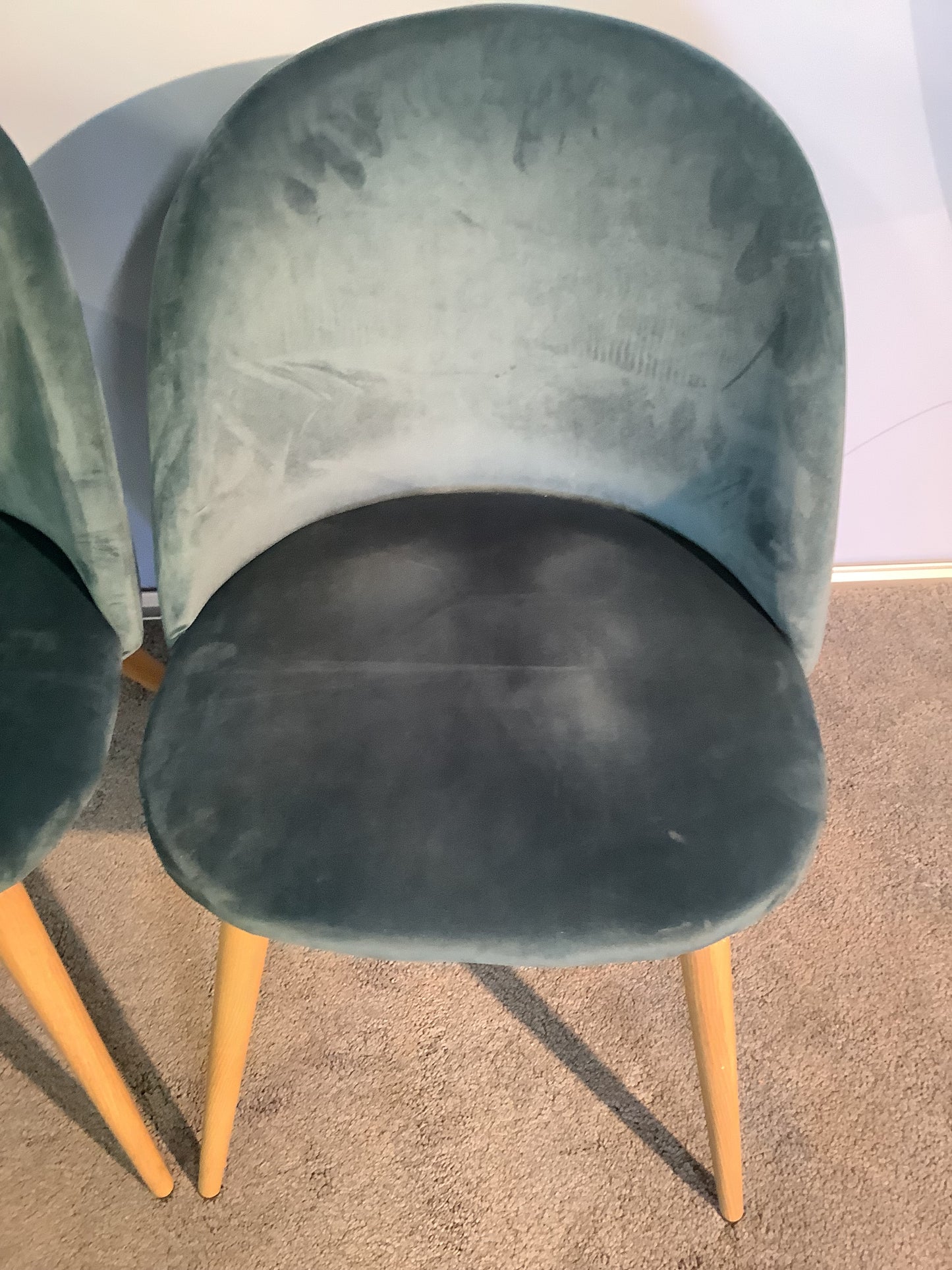 2 x Scandinavian Teal velvet chairs F26244