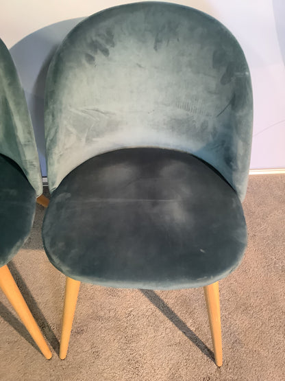 2 x Scandinavian Teal velvet chairs F26244