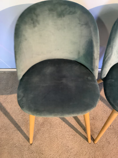 2 x Scandinavian Teal velvet chairs F26244