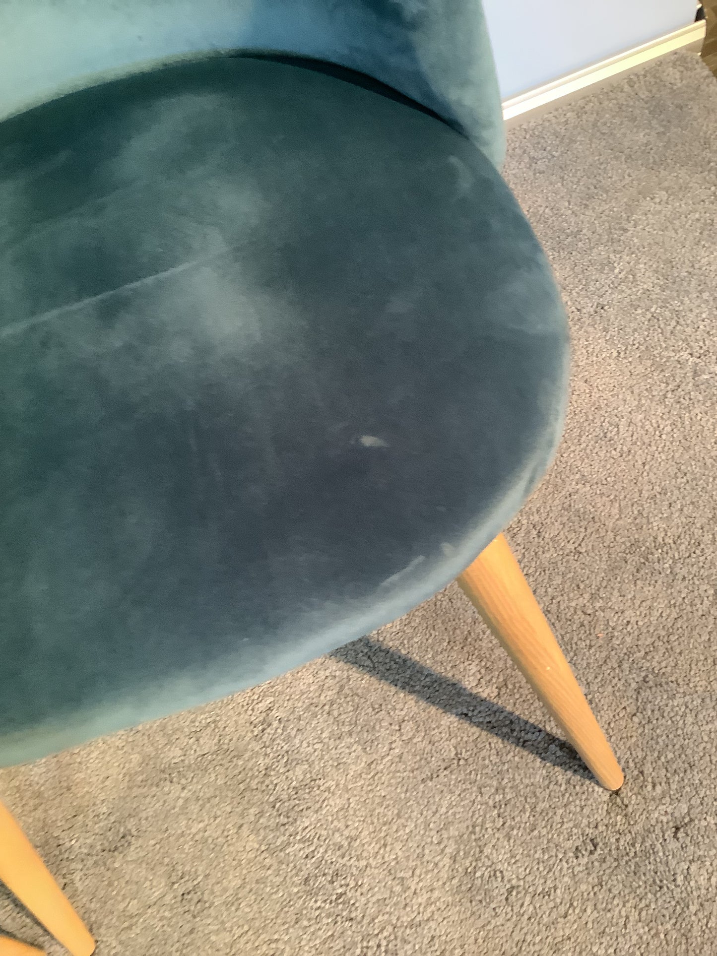 2 x Scandinavian Teal velvet chairs F26244