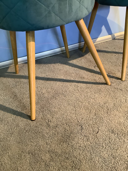 2 x Scandinavian Teal velvet chairs F26244