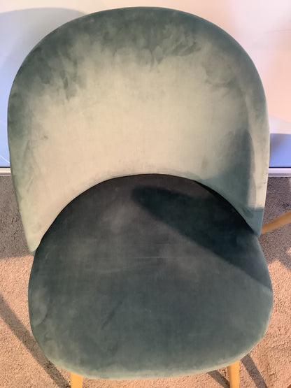 2 x Scandinavian Teal velvet chairs F26244
