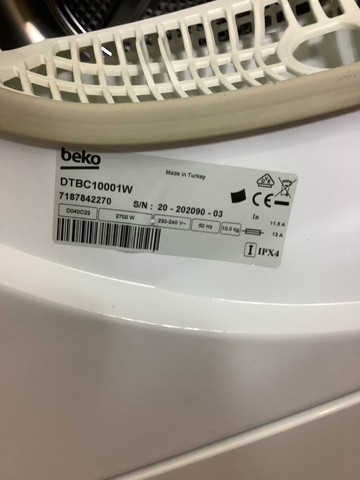 Beko 10kg Condenser Tumbler Dryer DTBC10001W L50741