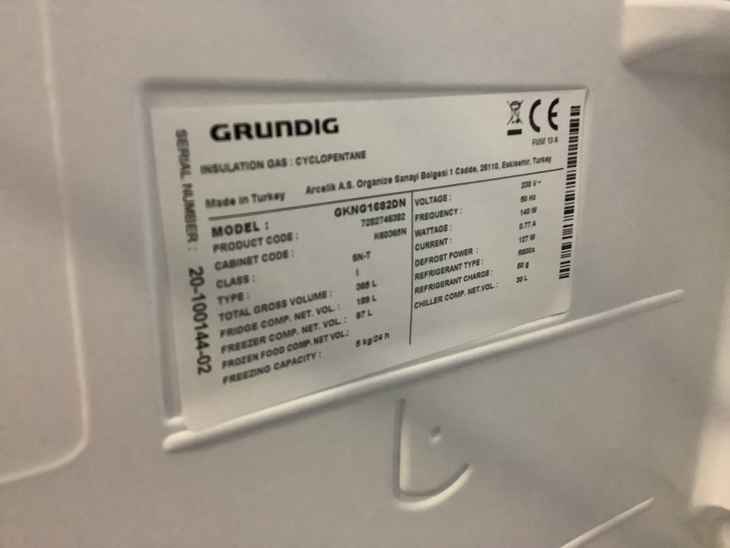Grundig Fridge Freezer GKNG1682DN L50683